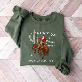 Cowboy Giddy Up Jingle Horse Pick Up Your Feet Sweatshirt