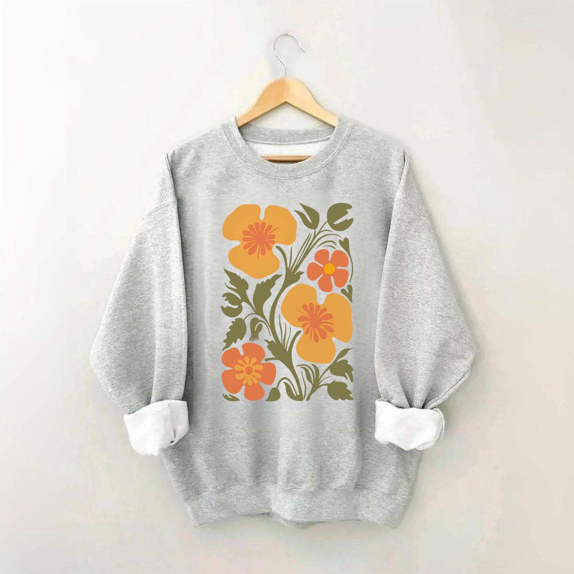 Yellow Abstract Botanical Flowers Sweatshirt