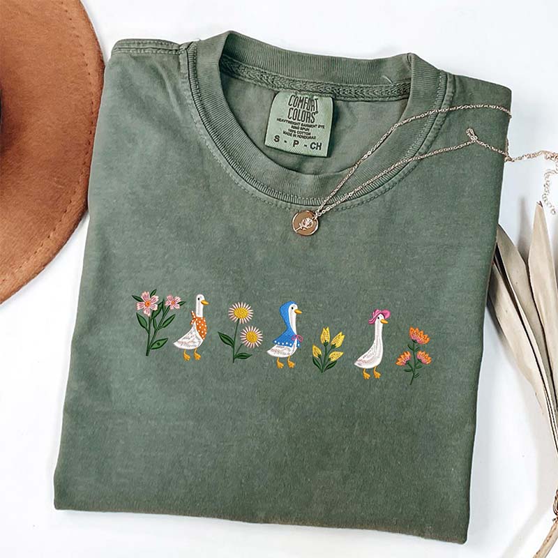 Funny Silly Goose Foral T-Shirt