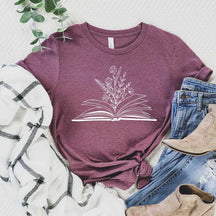 Books With Flowers Reading T-Shirt