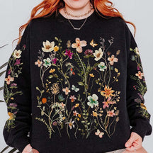 Vintage Pressed Flowers Boho Cottagecore Sweatshirt