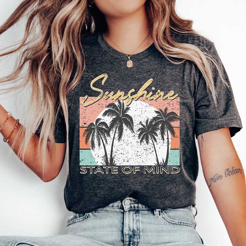 Retro Sunshine State Of Mind Beach T-Shirt