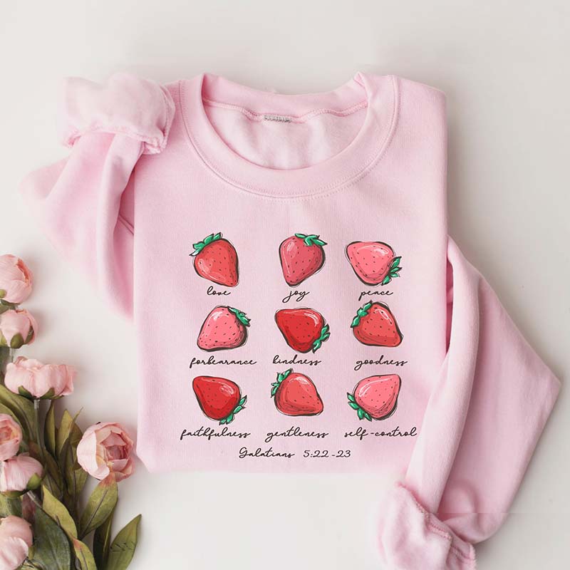 The Fruits of The Spirit Strawberry Bible Verse Sweatshirt