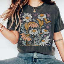 Hippie Botanical Art Nouveau Wildflowers T-Shirt