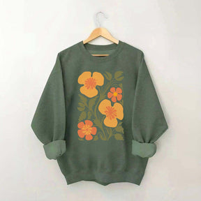 Yellow Abstract Botanical Flowers Sweatshirt