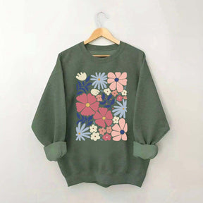 Retro Abstract Daisy Flower Sweatshirt