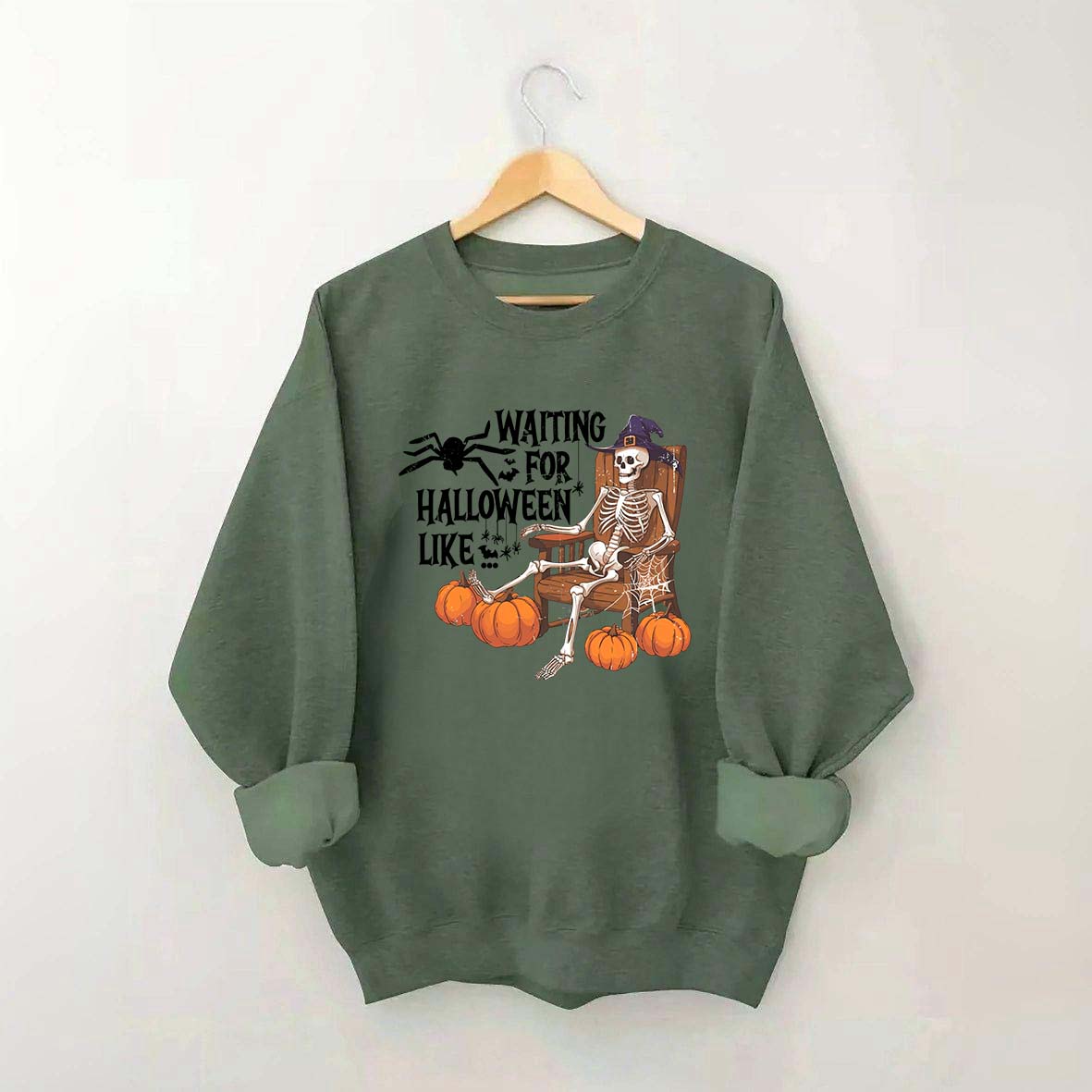 Waiting For Halloween Funny Skeleton Sweatshirt