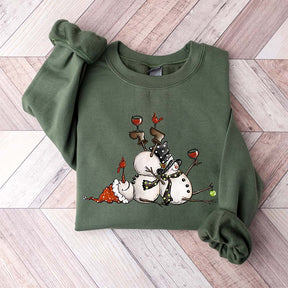 Tipsy Snowman Drinking Wine Sweatshirt