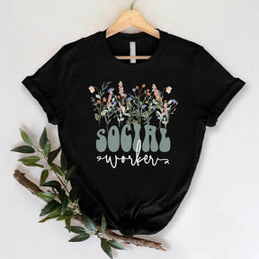 Social Worker Wildflowers T-Shirt