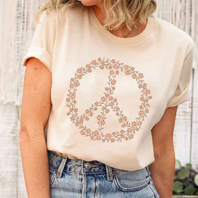 Peace Sign Symbol Wildflowers T-Shirt