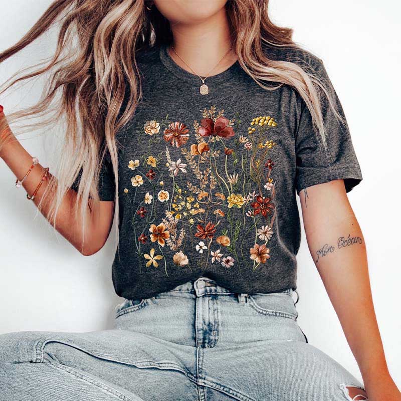 Boho Wildflowers Goblincore Nature Mothers T-Shirt