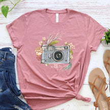 Watercolor Floral Camera  Photo Lover T-Shirt