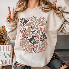 Boho Floral Print Minimalist Sweatshirt