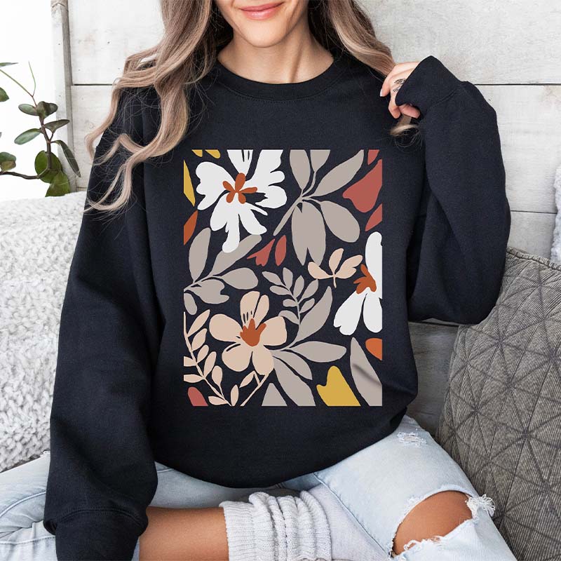 Boho White Flower Minimalist Sweatshirt