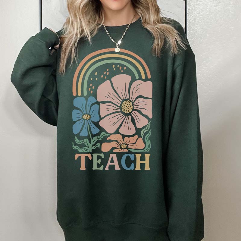 Retro Teacher Floral Spring Sweatshirts