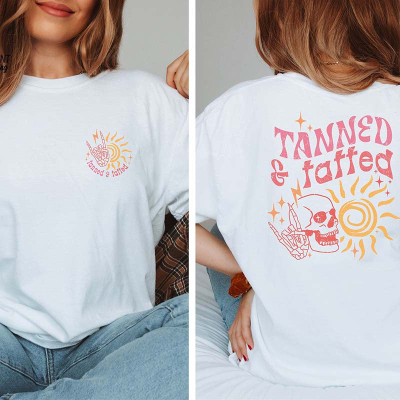 Tanned And Tatted Retro Skeleton Summer T-Shirt