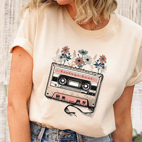 Retro Cassette Tape Floral Soul T-Shirt