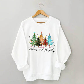 Merry and Bright Trees Women's Christmas Sweatshirt