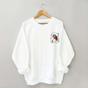 Cute Ghost Reading Book Cat Sweatshirt