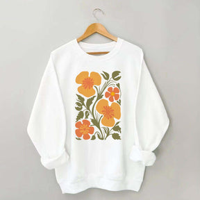 Yellow Abstract Botanical Flowers Sweatshirt