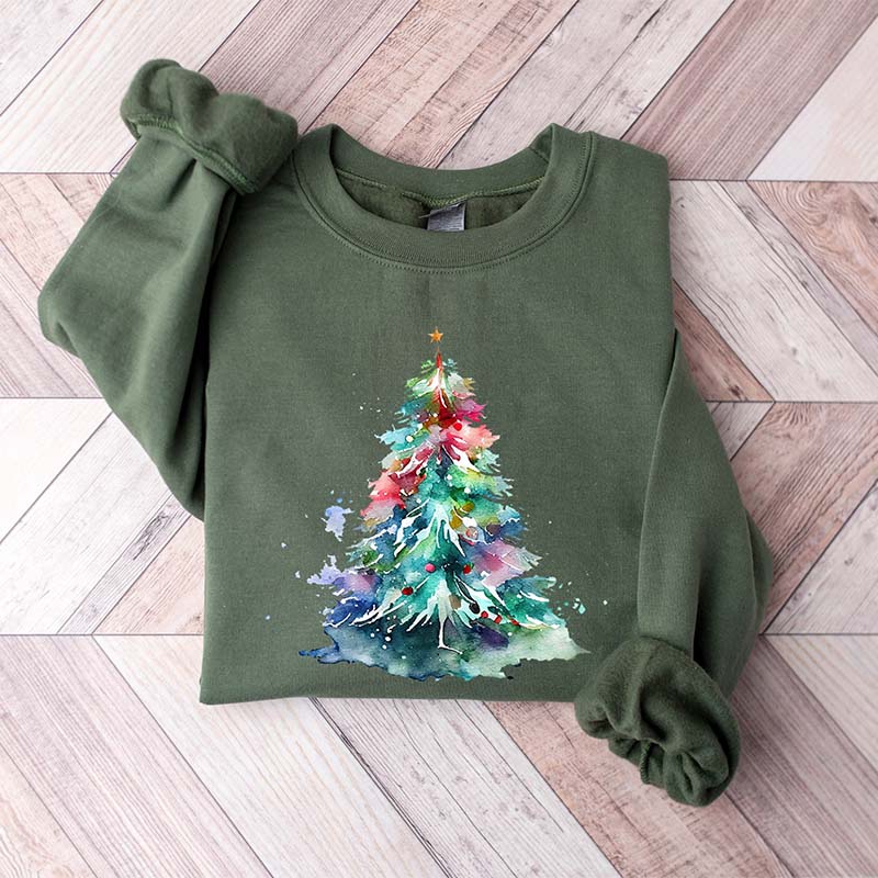 Watercolor Christmas Tree Sweatshirt