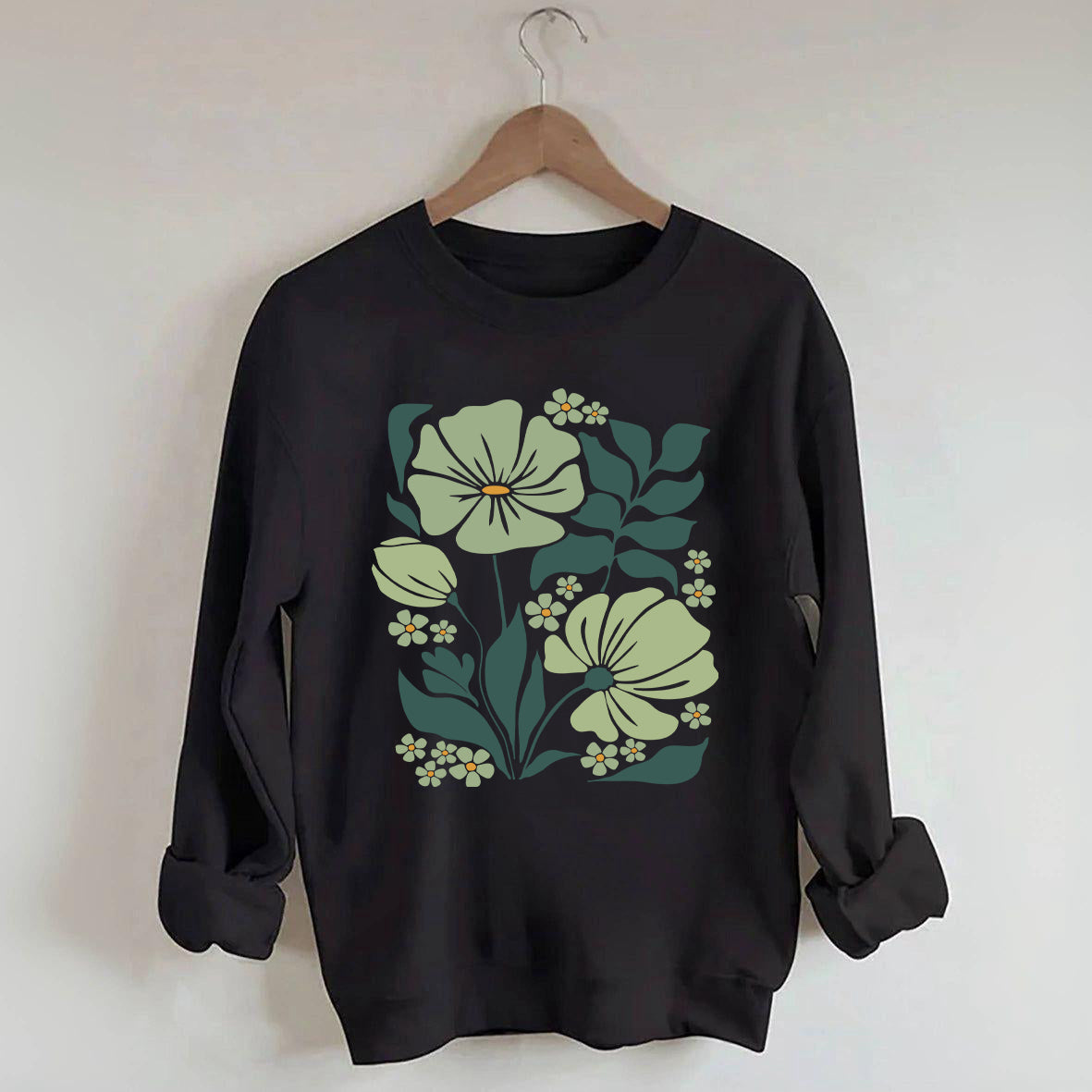 Trendy Green Flower Market Sweatshirt