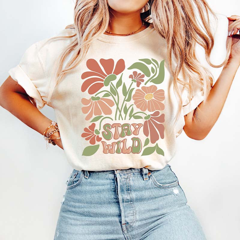 Stay Wild Boho Flower Vintage Floral T-Shirt