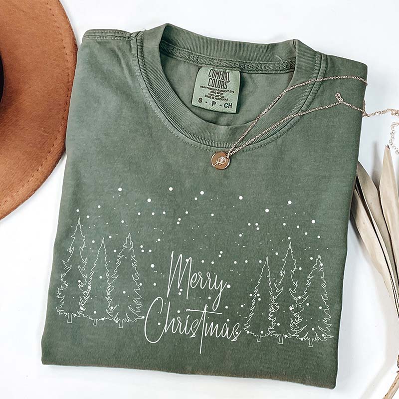 Cute Merry & Bright Christmas Tree T-Shirt