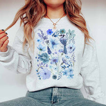 Cottagecore Pressed Blue Wildflowers Sweatshirt