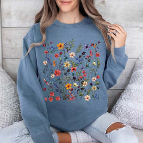 Vintage Pressed Flowers Garden Botanical Sweatshirt