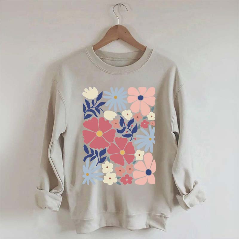 Retro Abstract Daisy Flower Sweatshirt