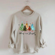 Merry and Bright Trees Women's Christmas Sweatshirt