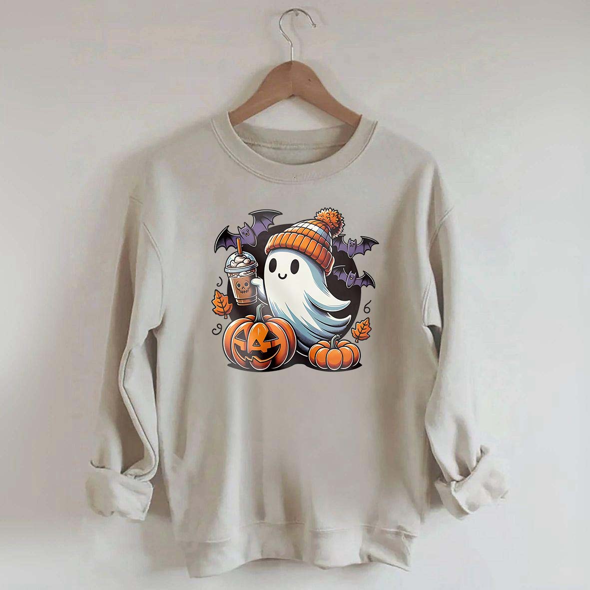 Here For The Boos Cute Ghost Coffee Sweatshirt