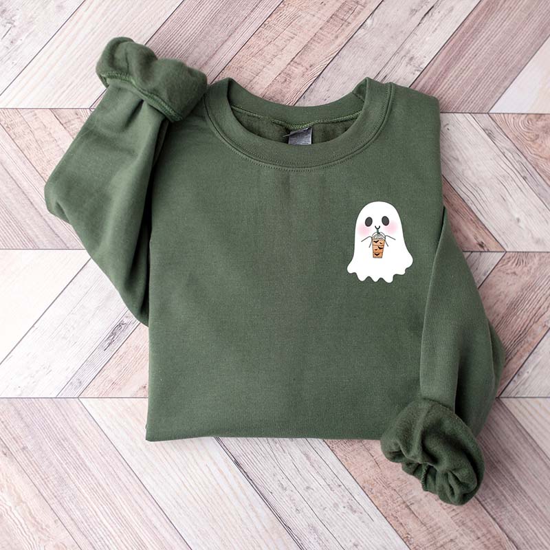 Little Ghost Coffee Drinking Sweatshirt