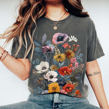 Boho Vintage Wildflowers Gardening Gift T-Shirt