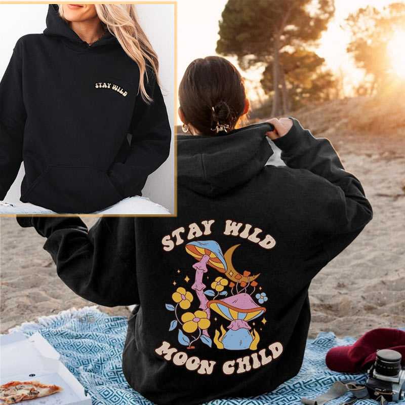 Stay Wild Moon Child Retro Mushroom Hoodie