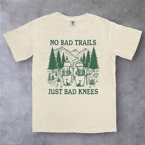 No Bad Trails Just Bad Knees Retro Adventure T-Shirt