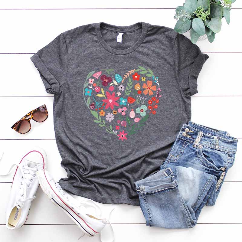 Flower Heart Sunflower Valentine Lover T-Shirt