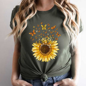 Sunflower Butterfly Botanical T-Shirt