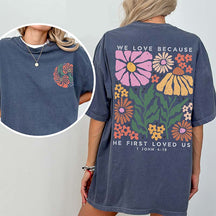 Boho Vintage Faith Floral Religious T-Shirt