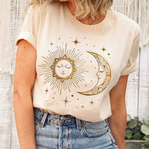 Boho Celestial Sun And Moon Crystal  T-Shirt