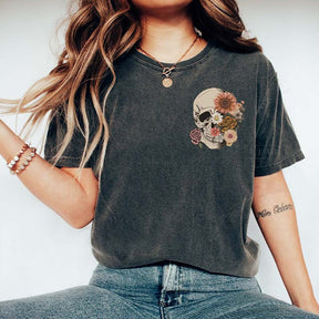 Floral Skull Witchy Botanical Skeleton T-Shirt