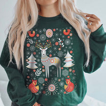 Folk Art Hygge Botanical Christmas Sweatshirt