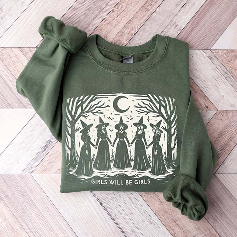 Vintage Girls Will Be Girls Witch Sweatshirt