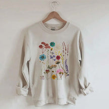 Vintage Colorful Pressed Pressed Flowers Sweatshirt