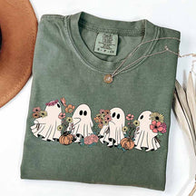 Floral Cute Ghost Halloween Spooky Season T-Shirt