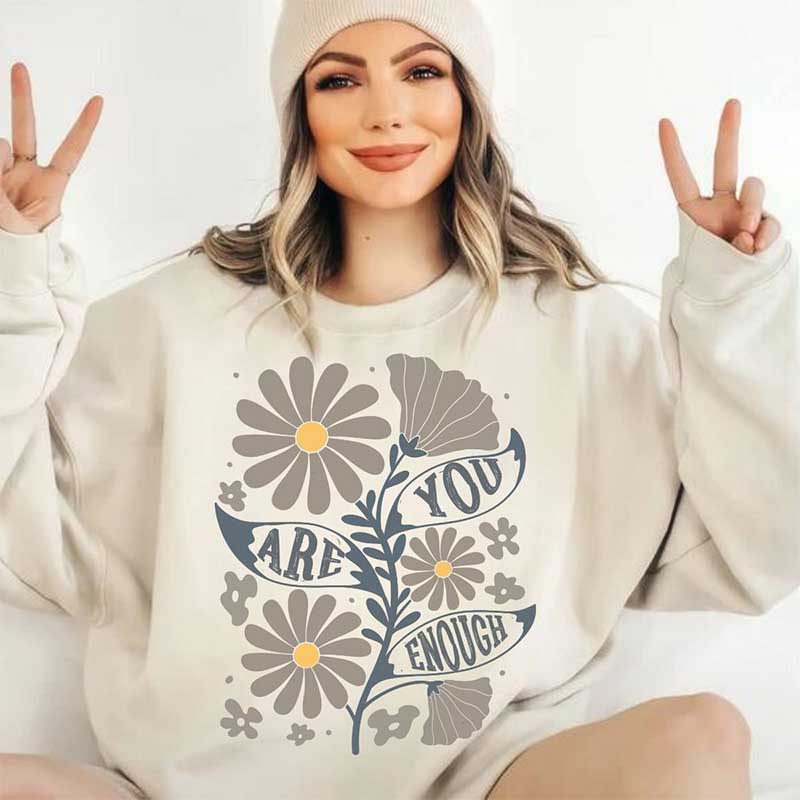 Boho You Are Enough Wildflower Sweatshirt