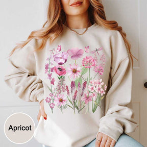 Pink Wildflower Garden Botanical Sweatshirt