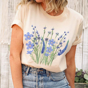 Blue Wildflowers Botanical Plant T-Shirt