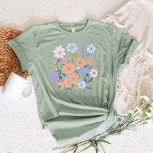 Boho Plant Lovers Pastel Flowers T-Shirt